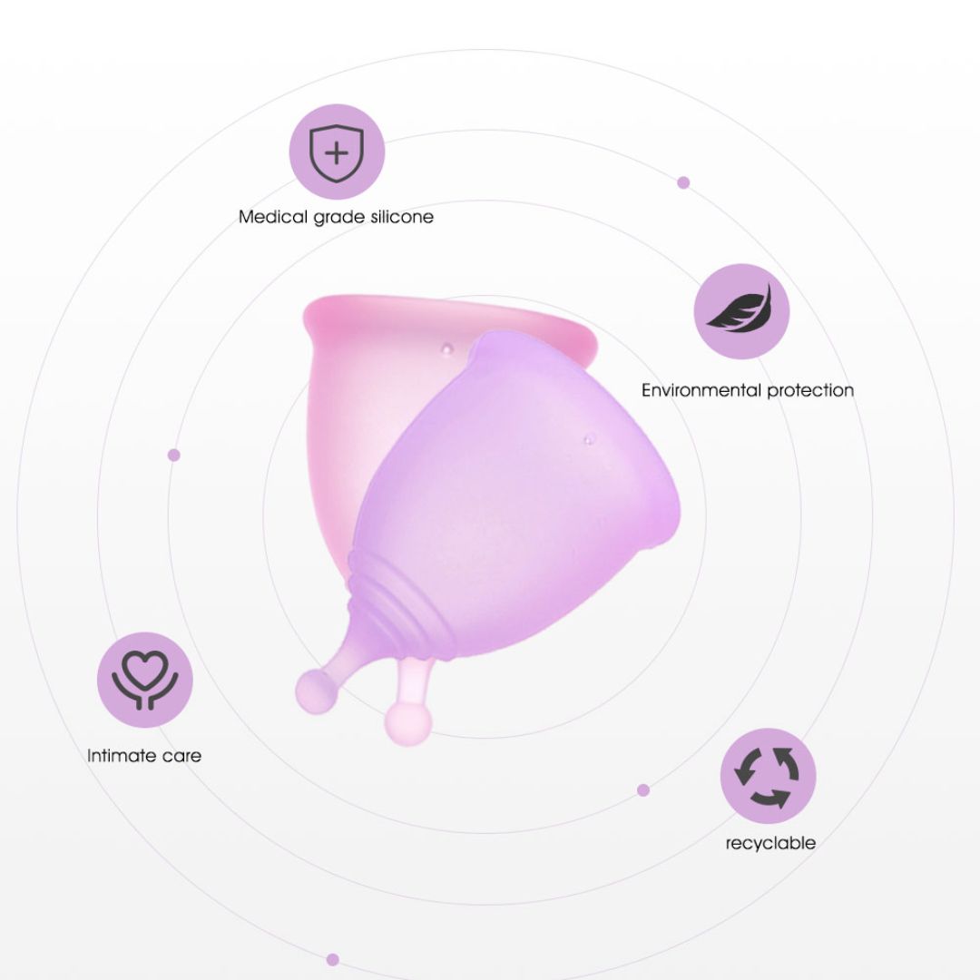 Medical-grade silicone reusable menstrual cup with 12-hour leak protection