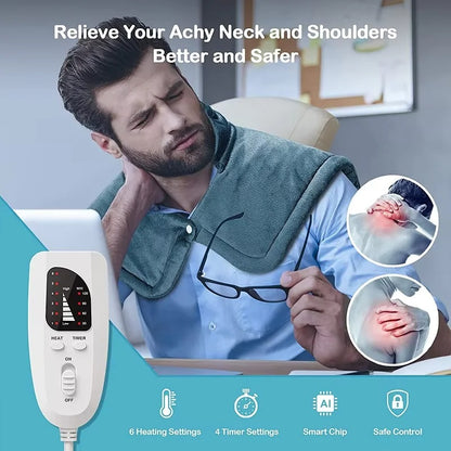 Heated neck and shoulder wrap deep muscle relaxation