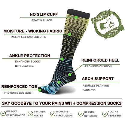 Ombré gradient 20-30mmHg knee-high compression socks pair