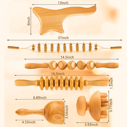 Professional wood therapy massage tool set for body sculpting maderoterapia