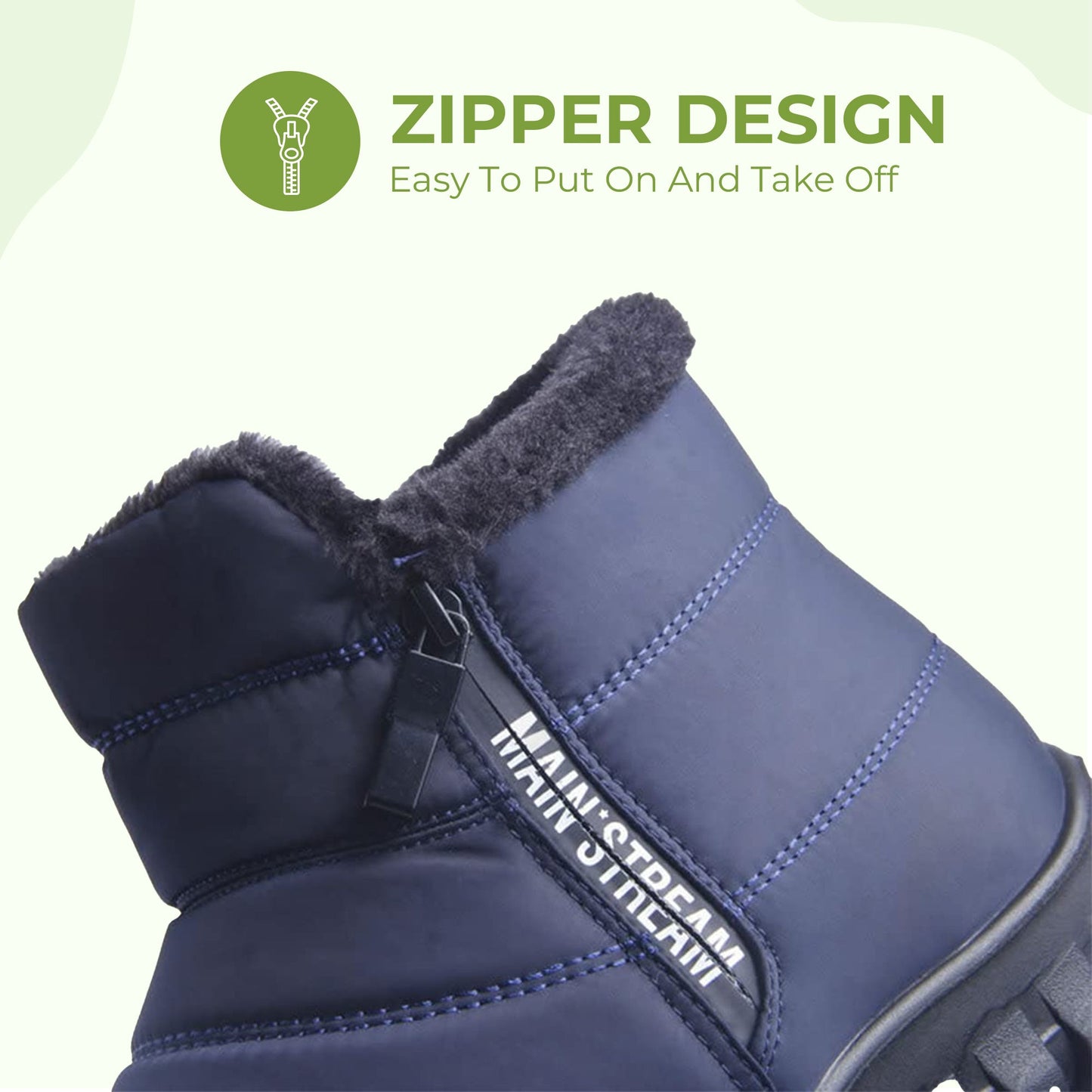 Thick-insole cotton zipper waterproof winter shoes
