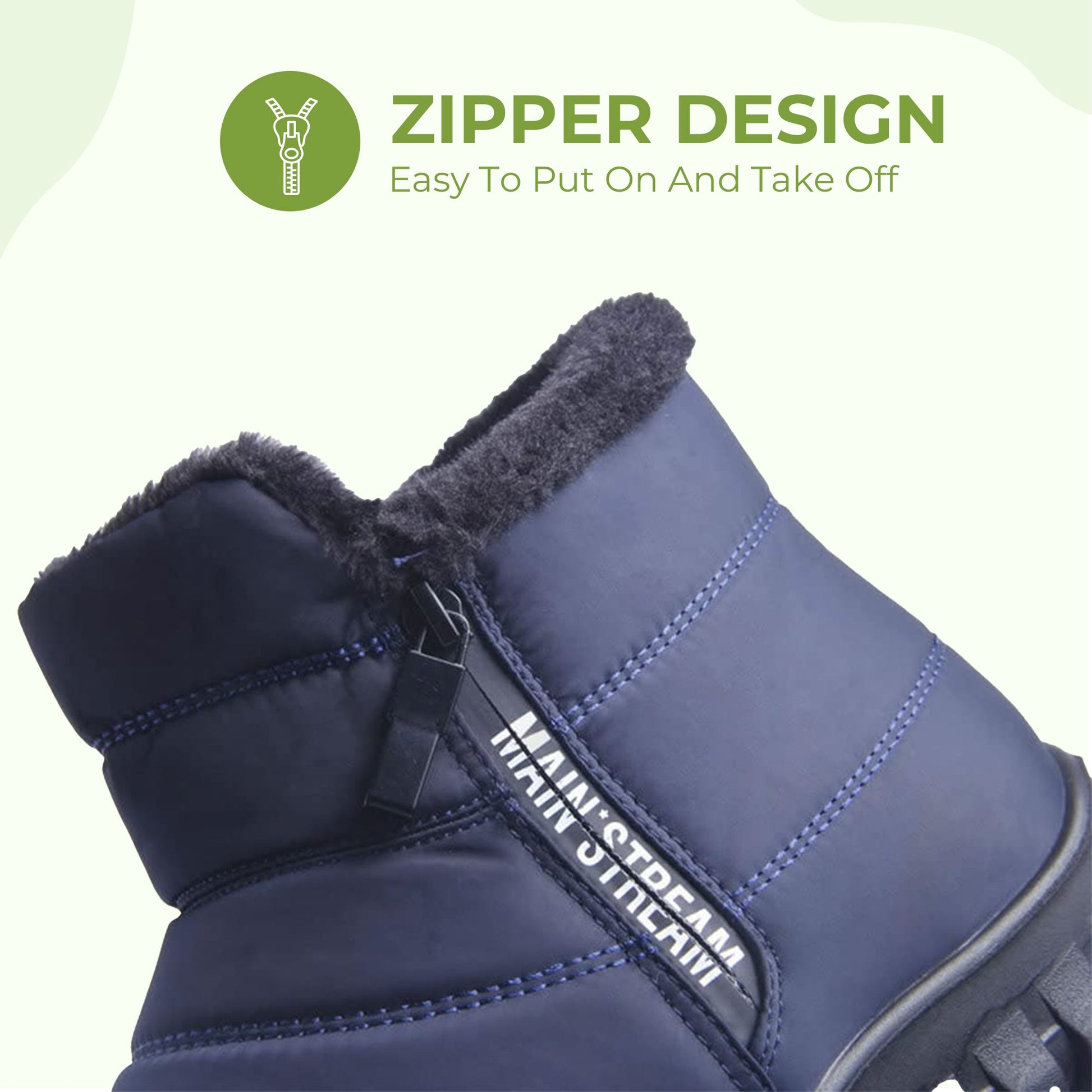 Thick-insole cotton zipper waterproof winter shoes
