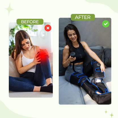 Air compression leg massager sleeves pair for both legs