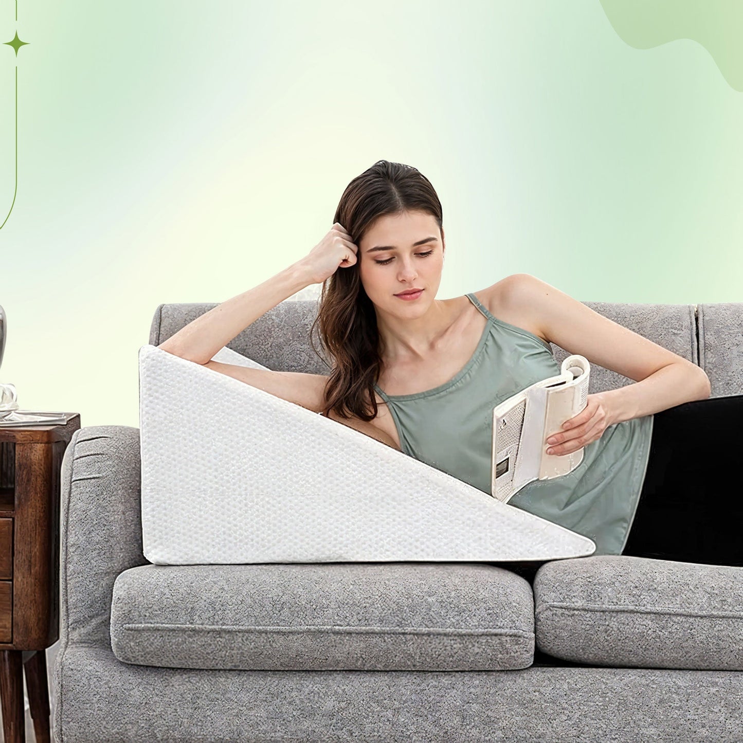 Memory foam wedge back and leg pillow for bed rest