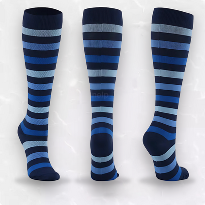 Fun-patterned 20-30mmHg knee-high compression socks pair
