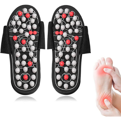 Acupressure reflexology slip-on wellness sandals for foot stimulation