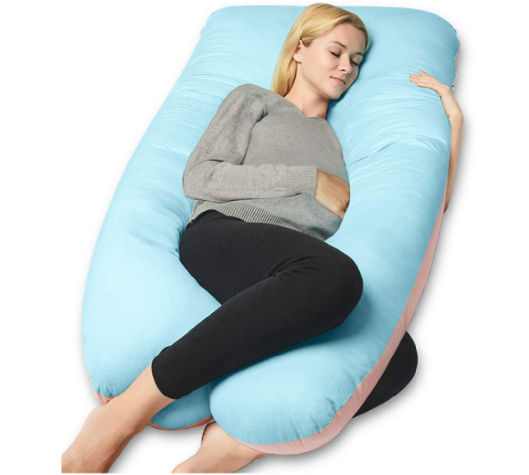 U-shaped full body pillow for side sleepers, pregnancy and back pain support