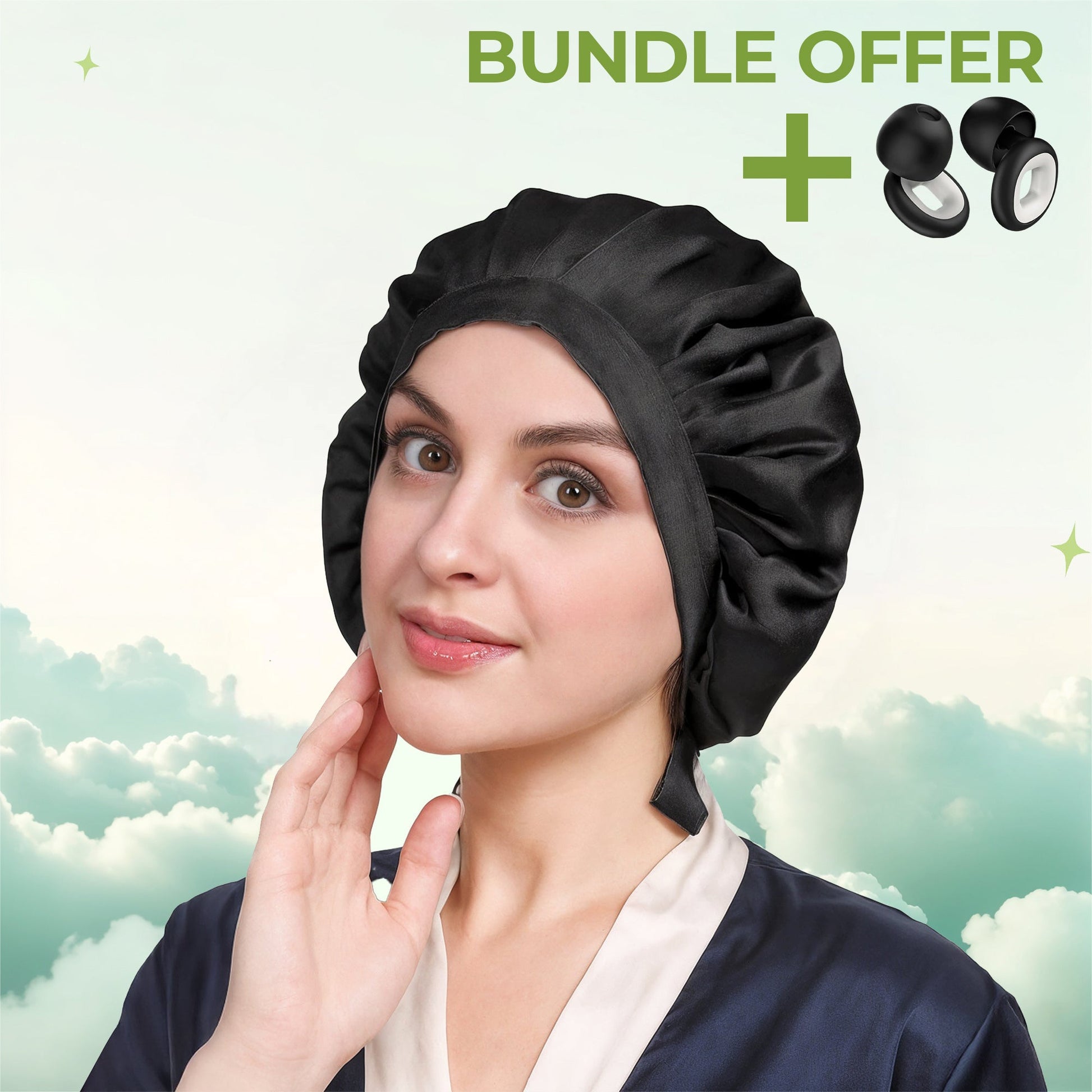 Sleep upgrade bundle silk bonnet and snoring earplugs