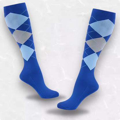 Checker-pattern 20-30mmHg knee-high compression socks pair