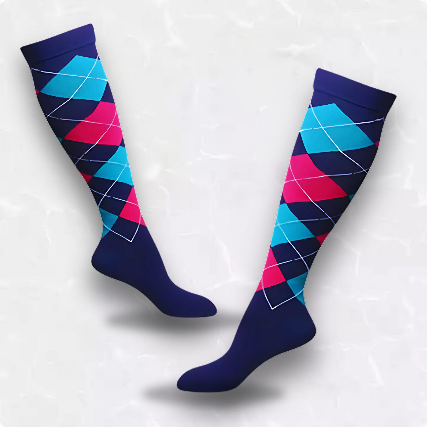 Fun-patterned 20-30mmHg knee-high compression socks pair