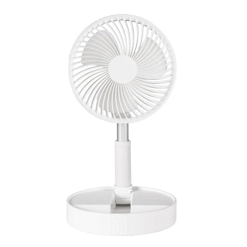 Rechargeable telescopic folding pedestal and desktop fan