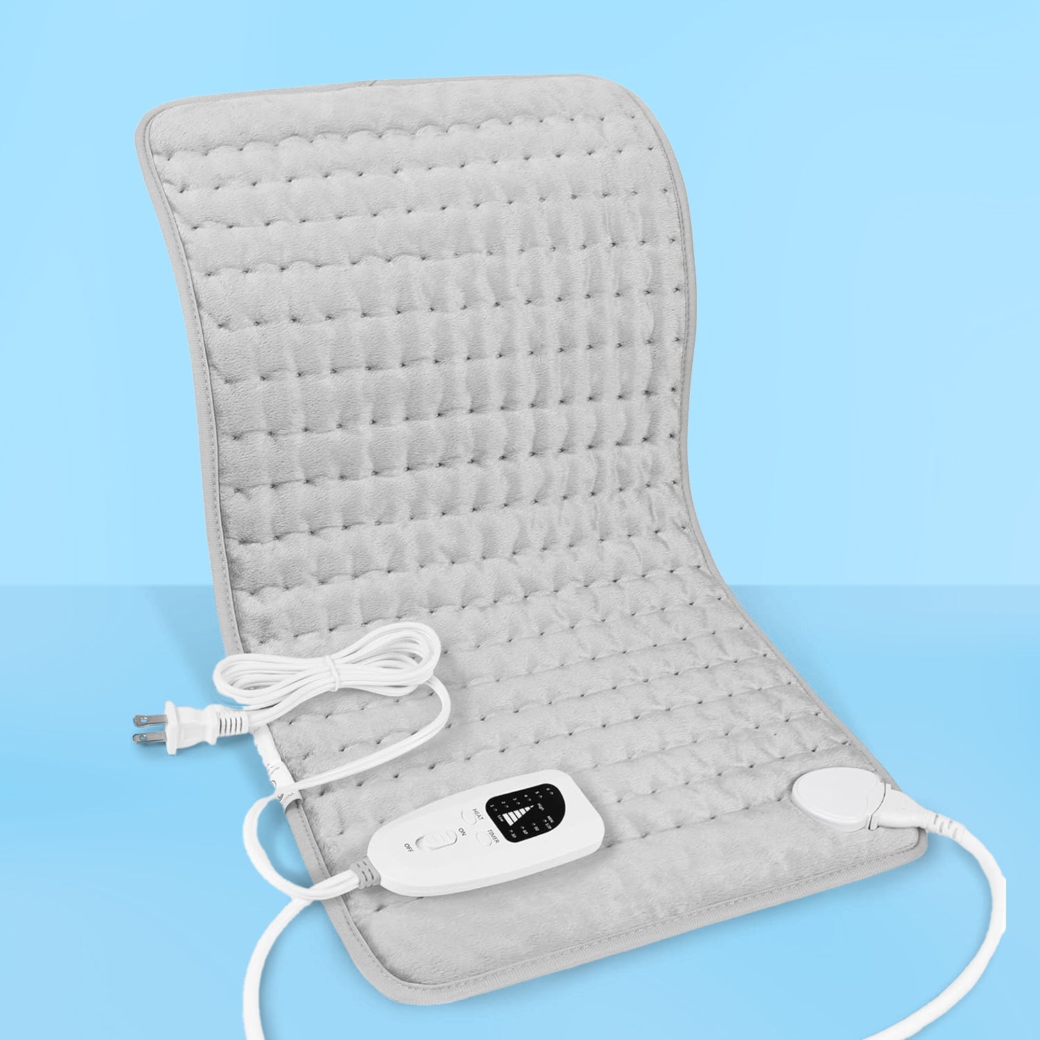 Electric heating pad with remote control for back, neck, and shoulder heat therapy