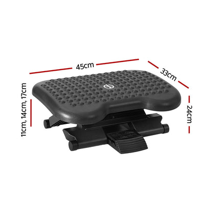 Adjustable under-desk foot rest with acupressure surface