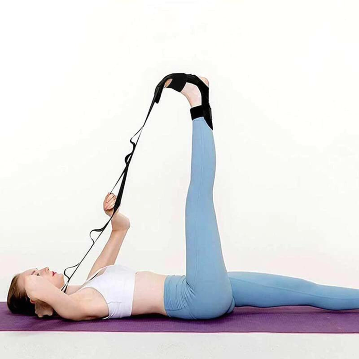 Multi-loop fascia leg stretcher strap for hamstring and plantar fasciitis recovery
