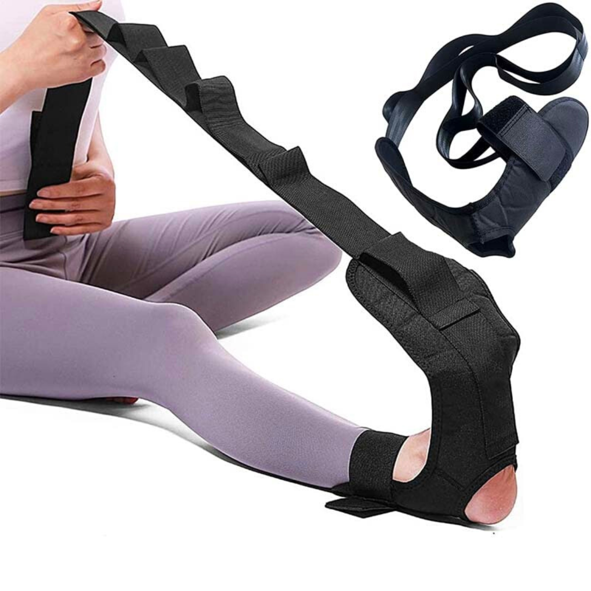 Multi-loop fascia leg stretcher strap for hamstring and plantar fasciitis recovery