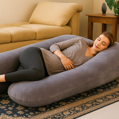 U-shaped full body pillow for side sleepers, pregnancy and back pain support