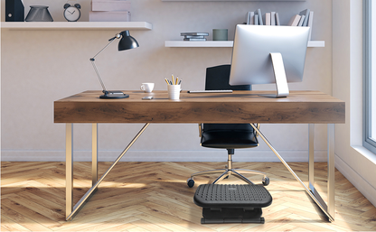 Adjustable under-desk foot rest with acupressure surface