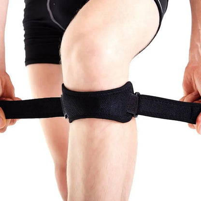 Adjustable patellar tendon knee strap for runner's knee support