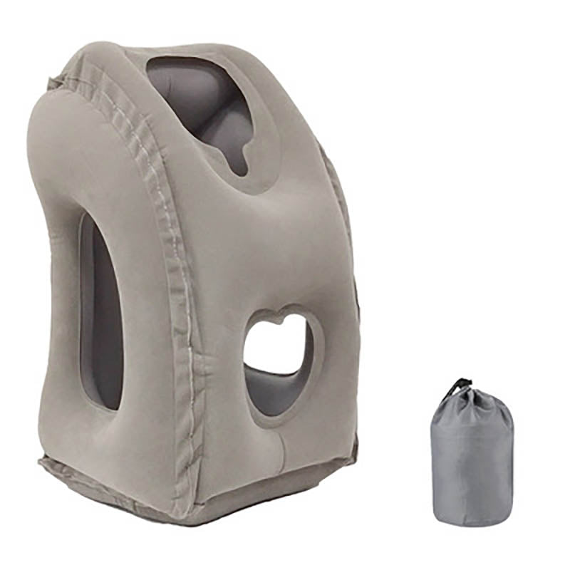 Forward-facing inflatable travel pillow for long-haul flight sleep