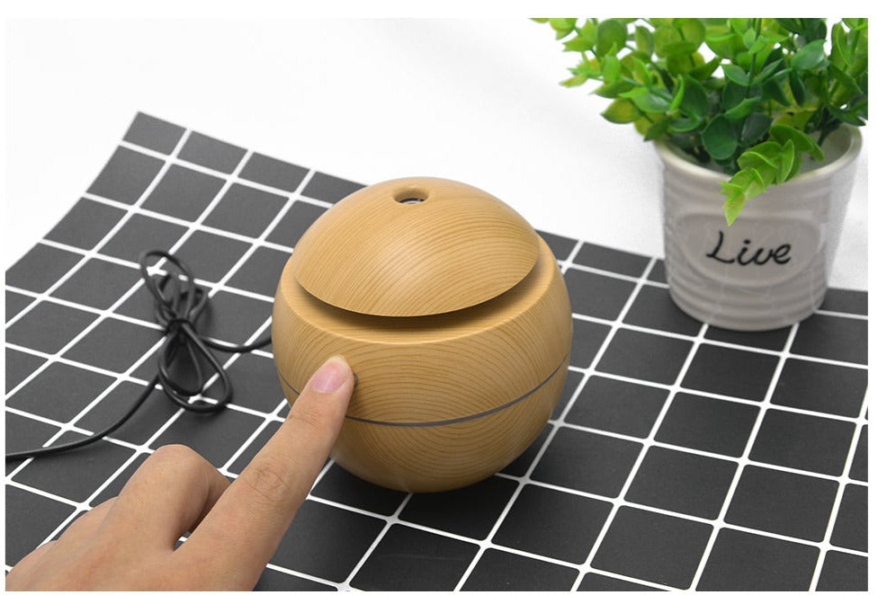 Mini wood grain ultrasonic aromatherapy essential oil diffuser