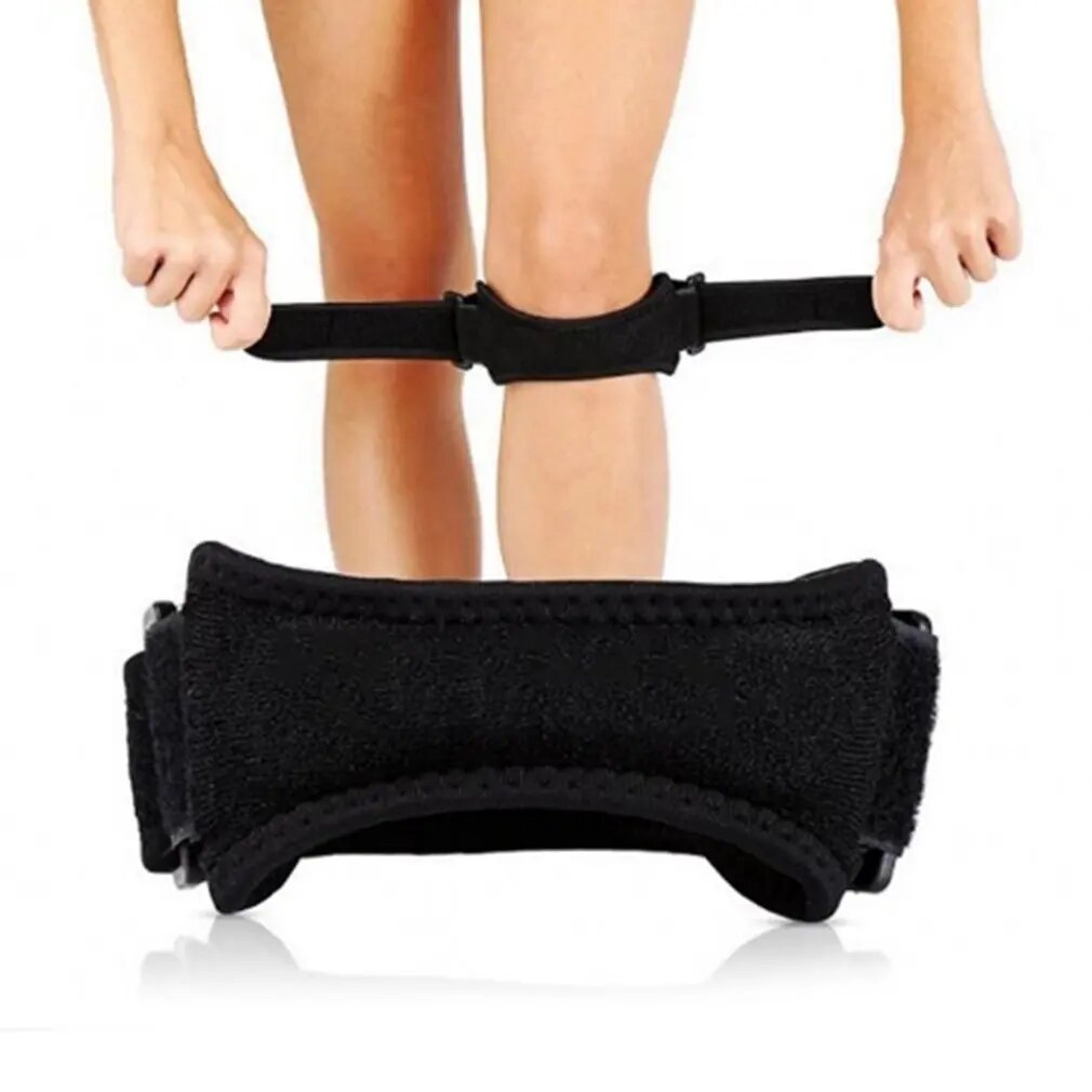 Adjustable patellar tendon knee strap for runner's knee support