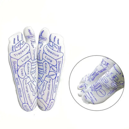 Reflexology acupressure socks with foot pressure point map