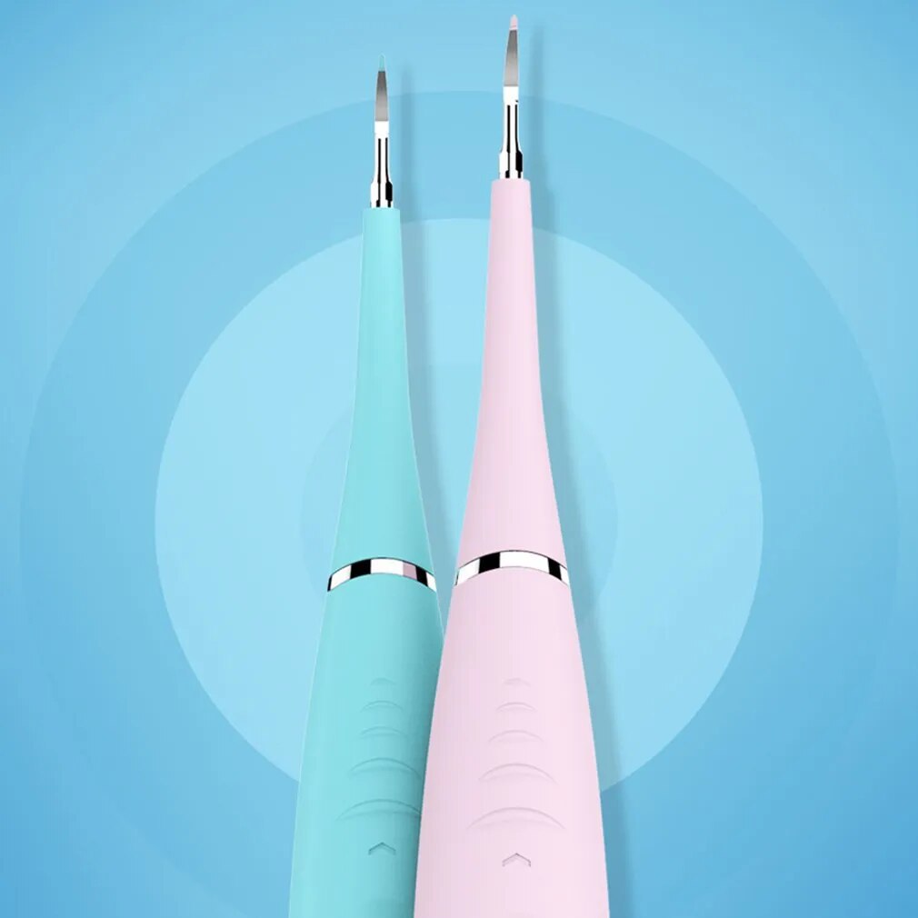 Ultrasonic tooth cleaning wand with LED light for plaque and tartar