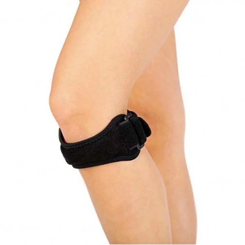 Adjustable patellar tendon knee strap for runner's knee support