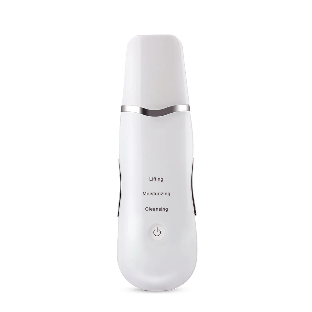Ultrasonic facial skin scrubber spatula for pore cleansing