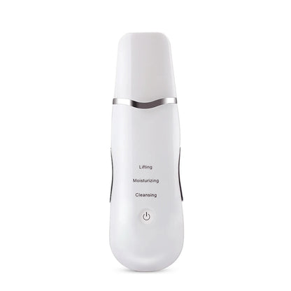 Ultrasonic facial skin scrubber spatula for pore cleansing
