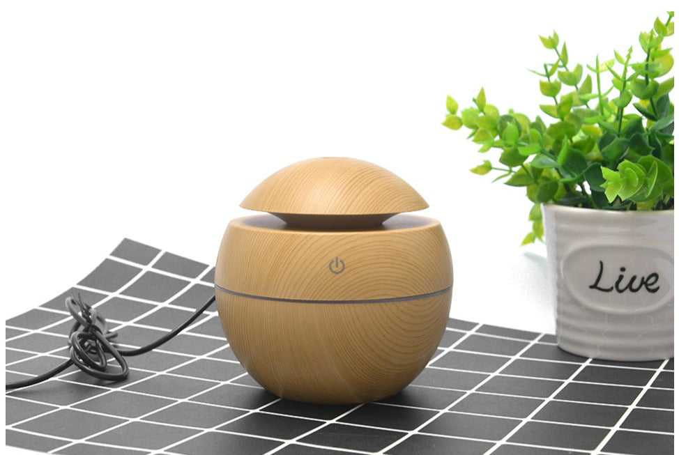 Mini wood grain ultrasonic aromatherapy essential oil diffuser