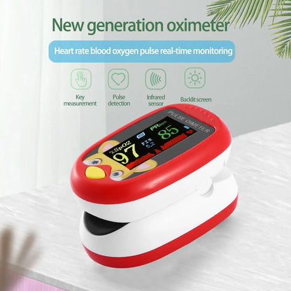 Pediatric kids finger pulse oximeter SpO2 and heart rate monitor