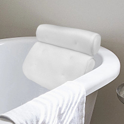 Orthopedic 4D mesh bath pillow for neck and back support in tub