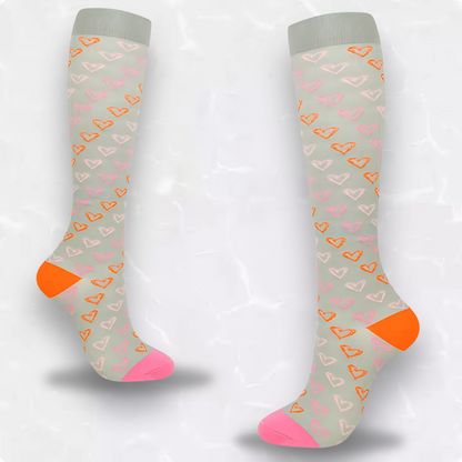 Fun-patterned 20-30mmHg knee-high compression socks pair