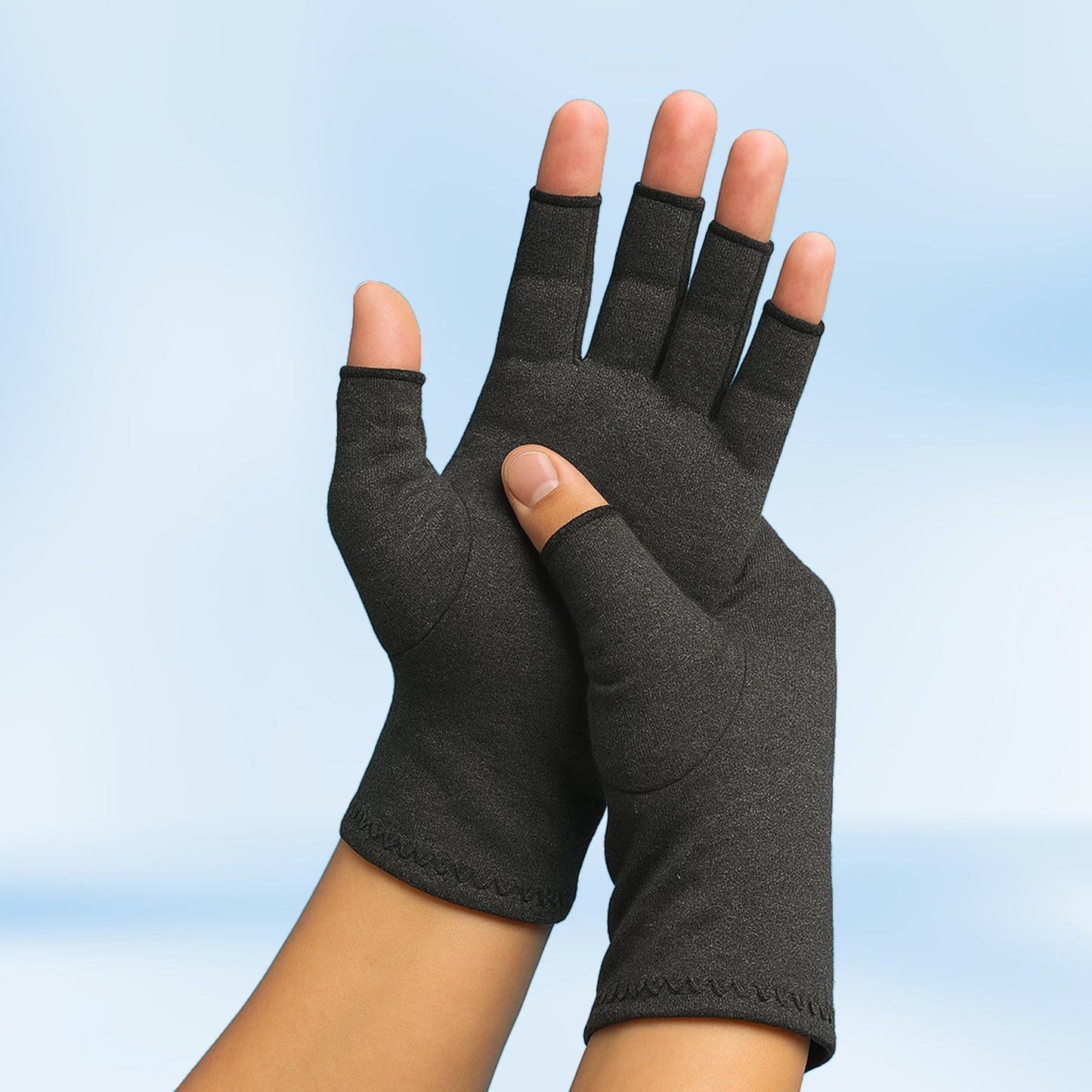 Therapeutic open-finger compression gloves for arthritis and carpal tunnel relief