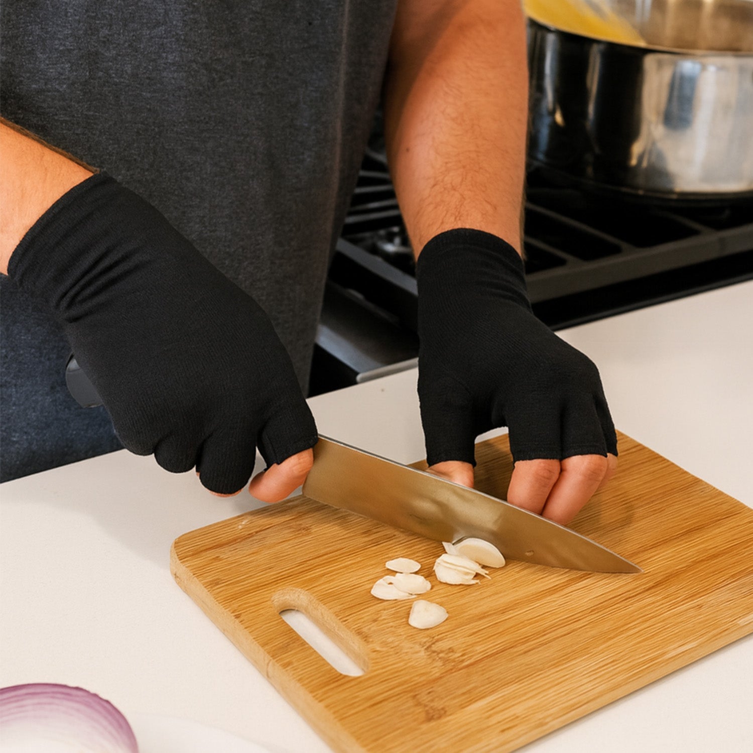 Therapeutic open-finger compression gloves for arthritis and carpal tunnel relief