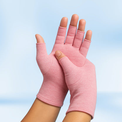 Therapeutic open-finger compression gloves for arthritis and carpal tunnel relief