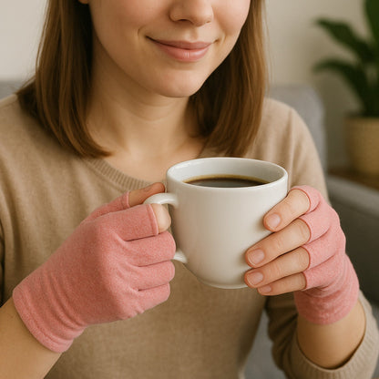 Therapeutic open-finger compression gloves for arthritis and carpal tunnel relief
