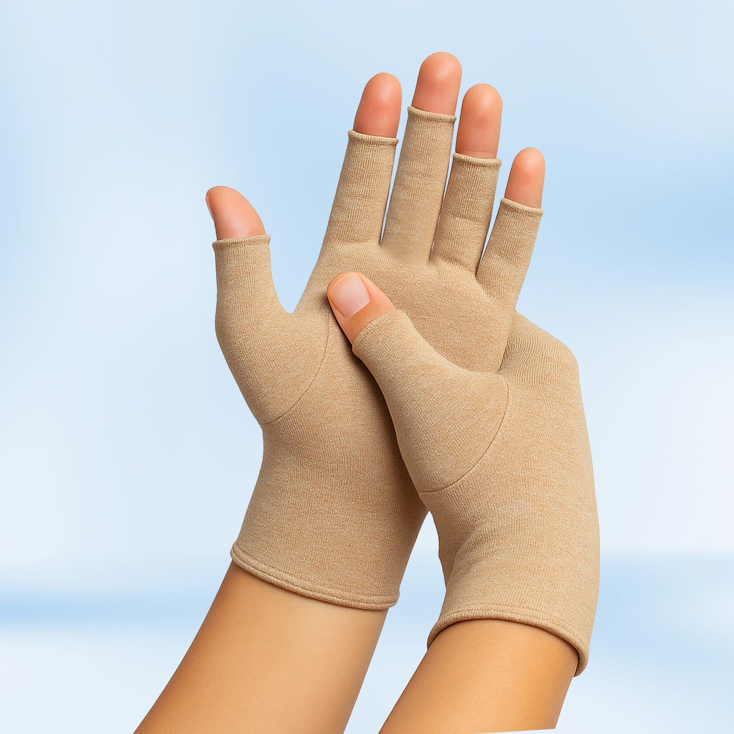 Therapeutic open-finger compression gloves for arthritis and carpal tunnel relief