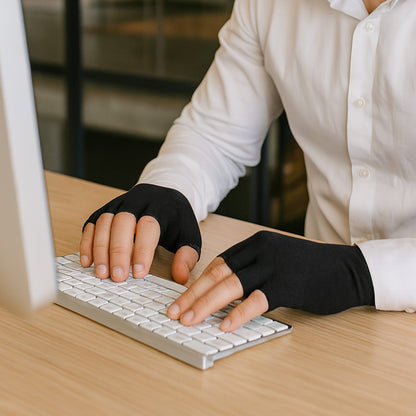 Therapeutic open-finger compression gloves for arthritis and carpal tunnel relief