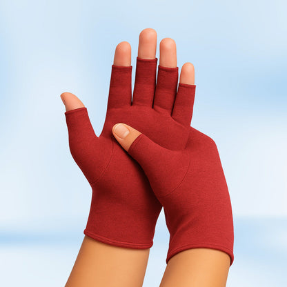Therapeutic open-finger compression gloves for arthritis and carpal tunnel relief
