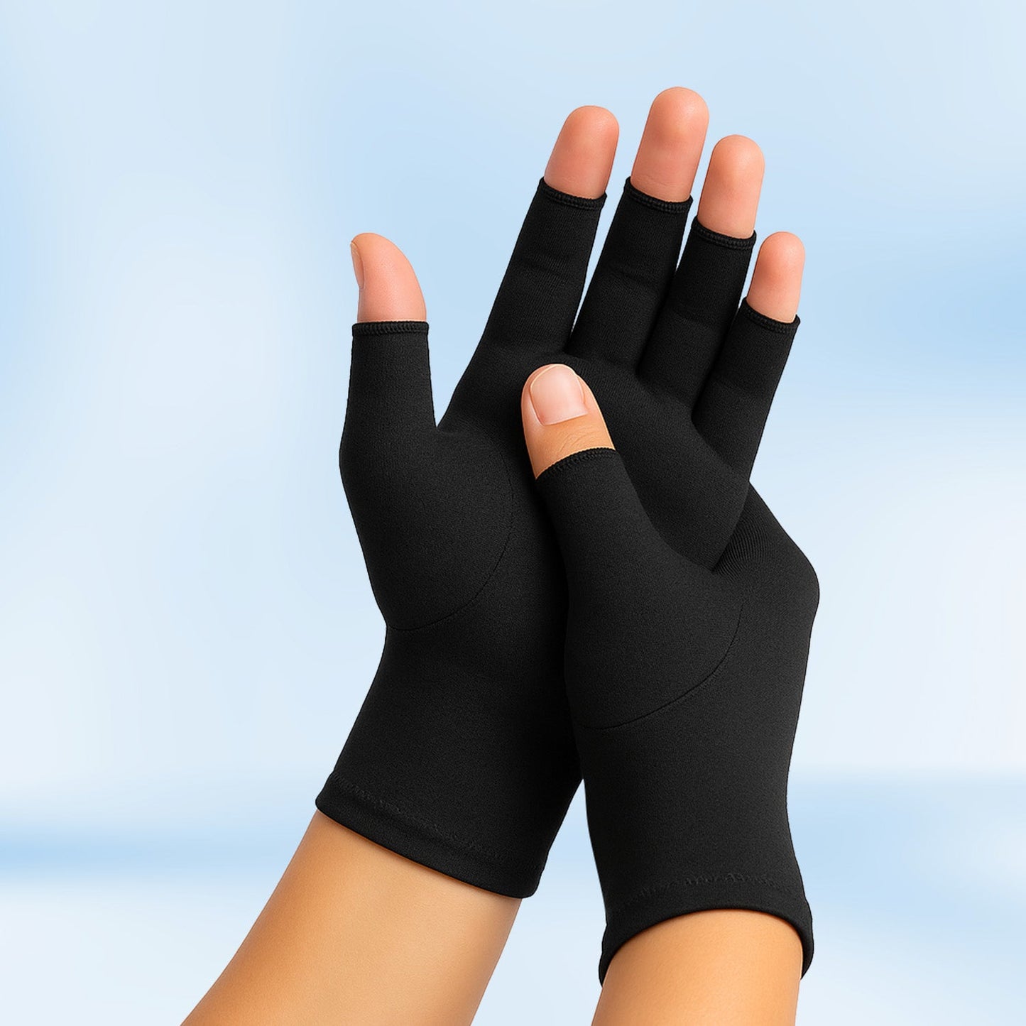 Therapeutic open-finger compression gloves for arthritis and carpal tunnel relief