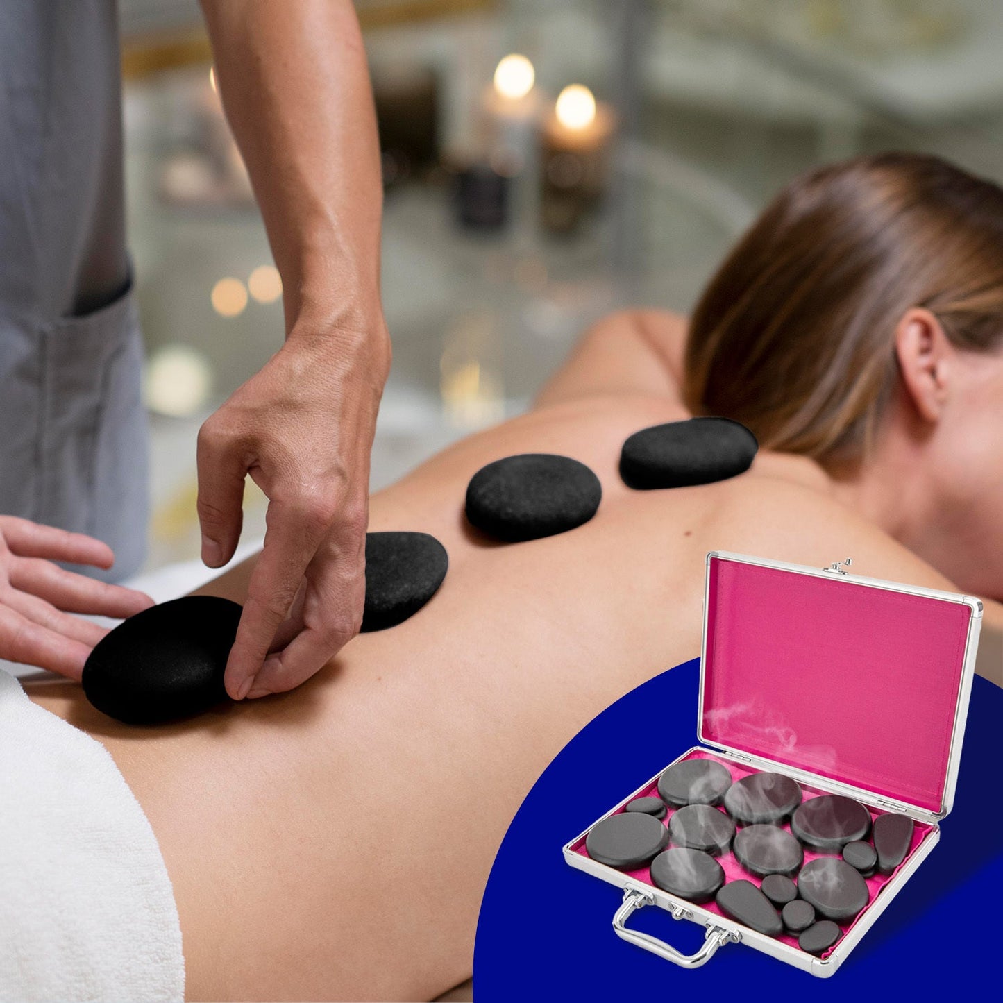 Basalt hot stone massage kit for body therapy