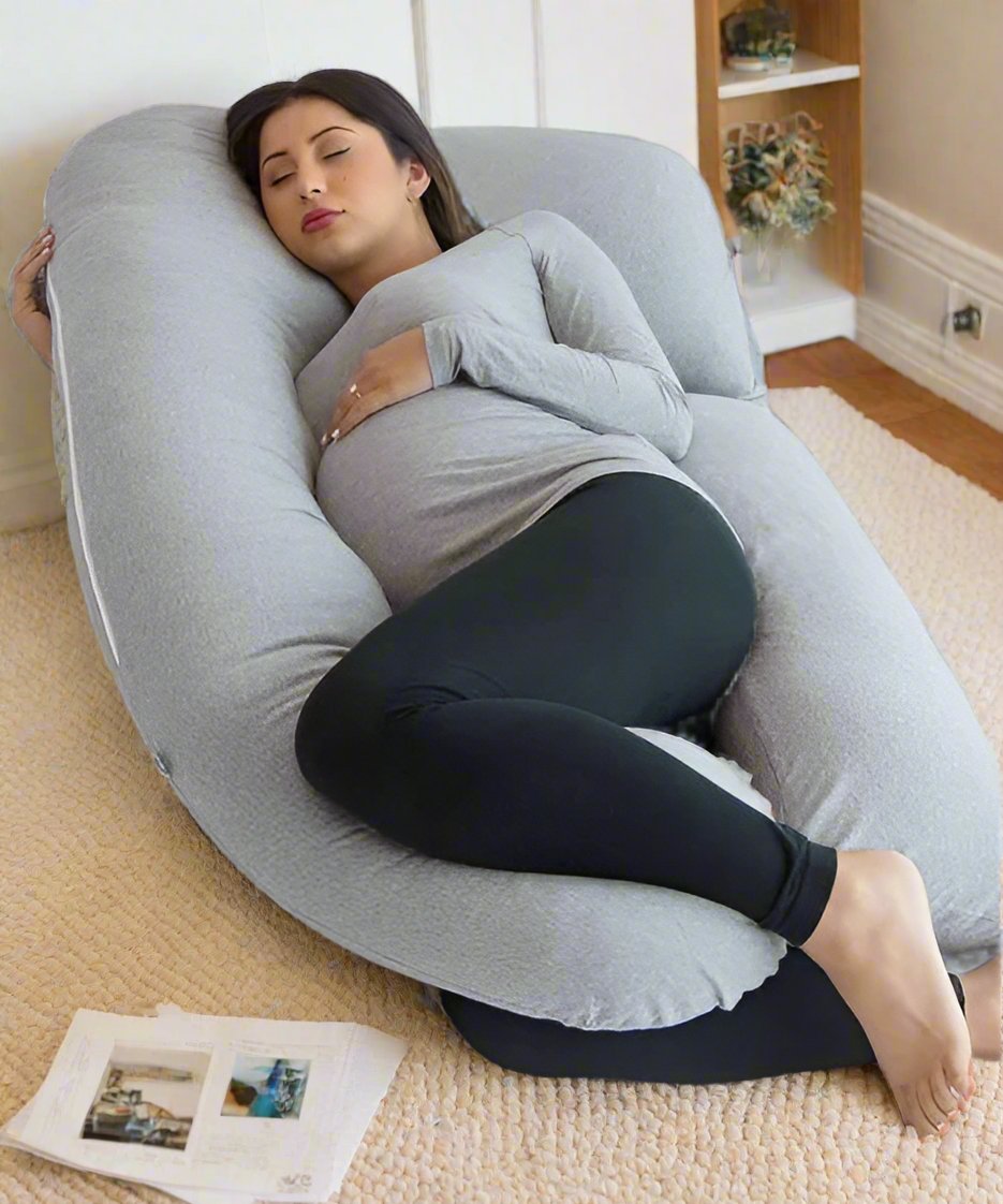 U-shaped full body pillow for side sleepers, pregnancy and back pain support