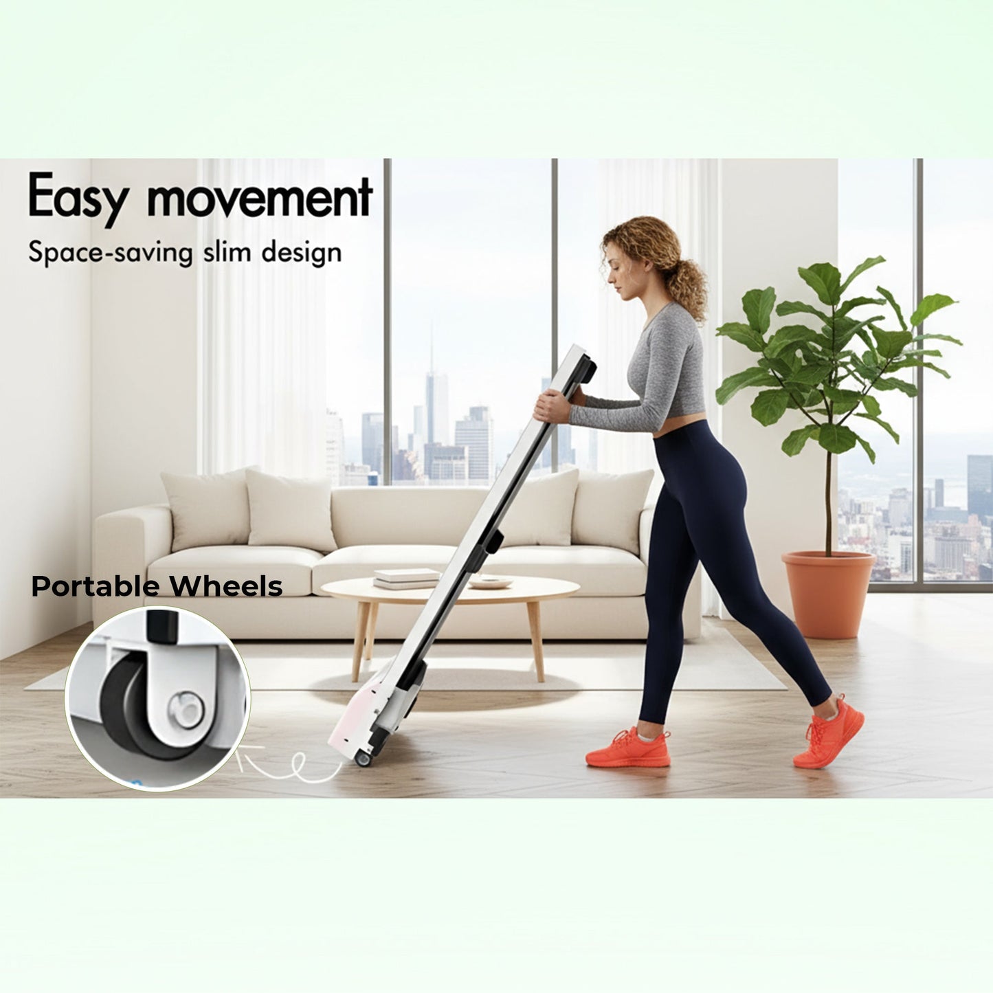 Space-saving electric walking pad treadmill home office