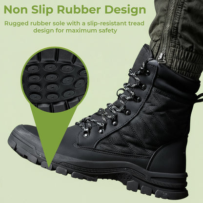 Zip-side safety work boots durable steel toe