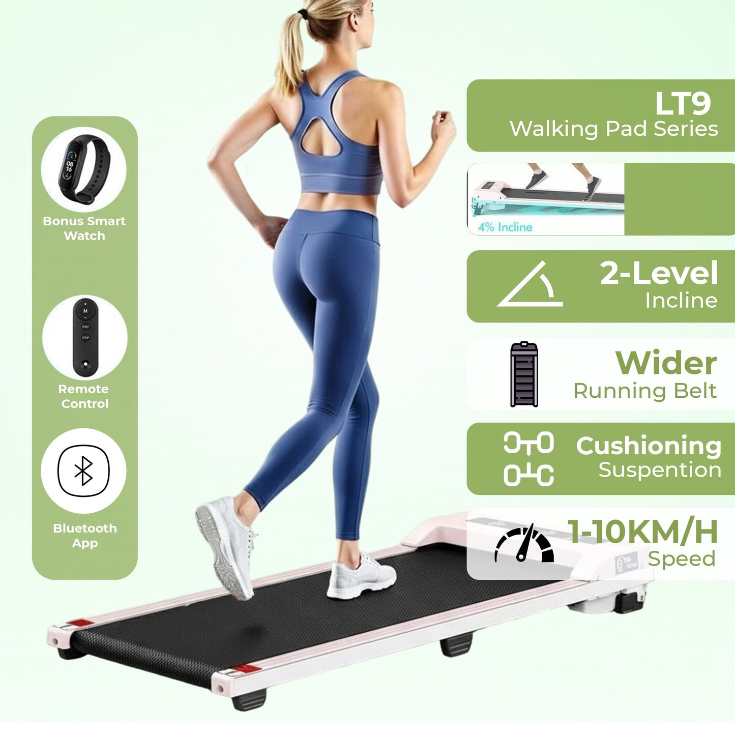 Space-saving electric walking pad treadmill home office