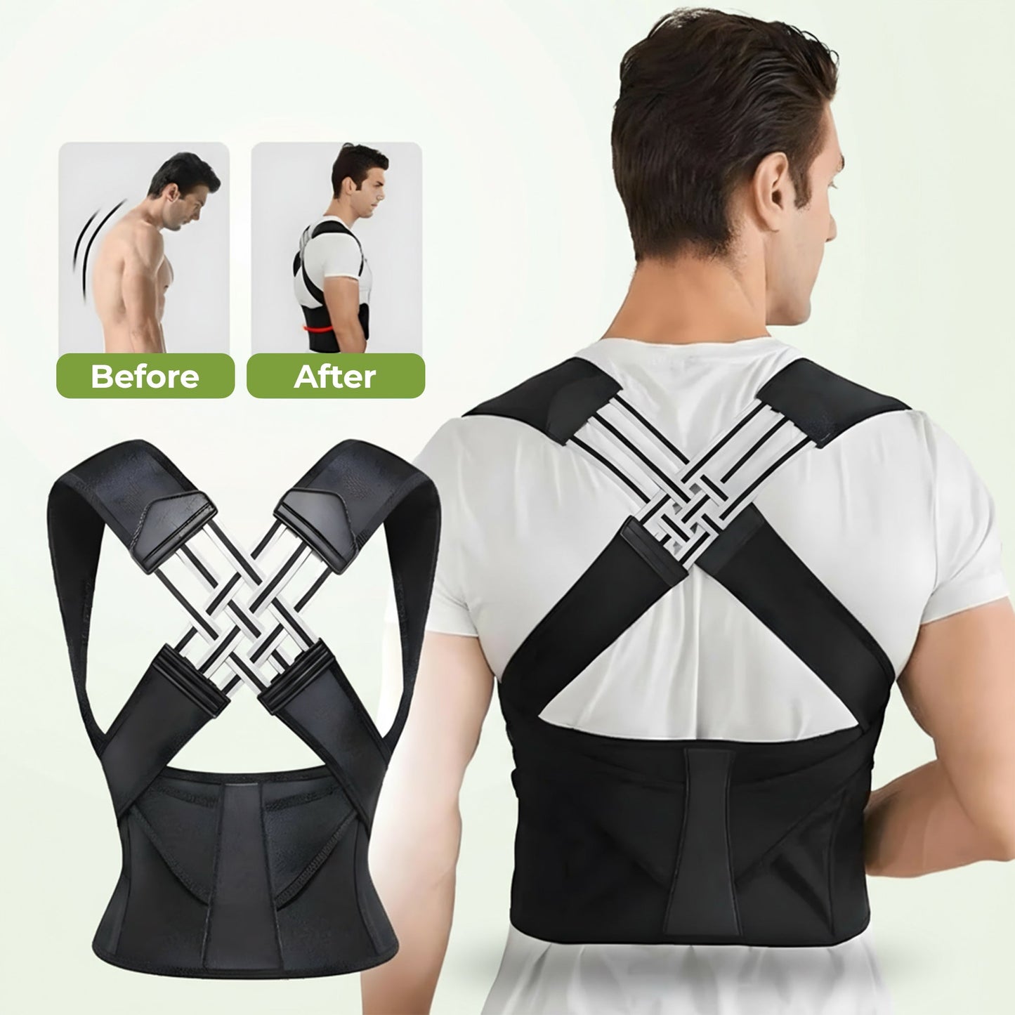 Adjustable posture corrector belt with free massage roller