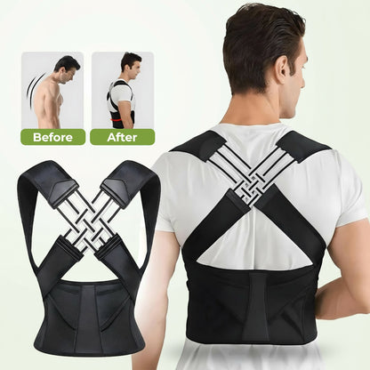 Adjustable posture corrector belt with free massage roller