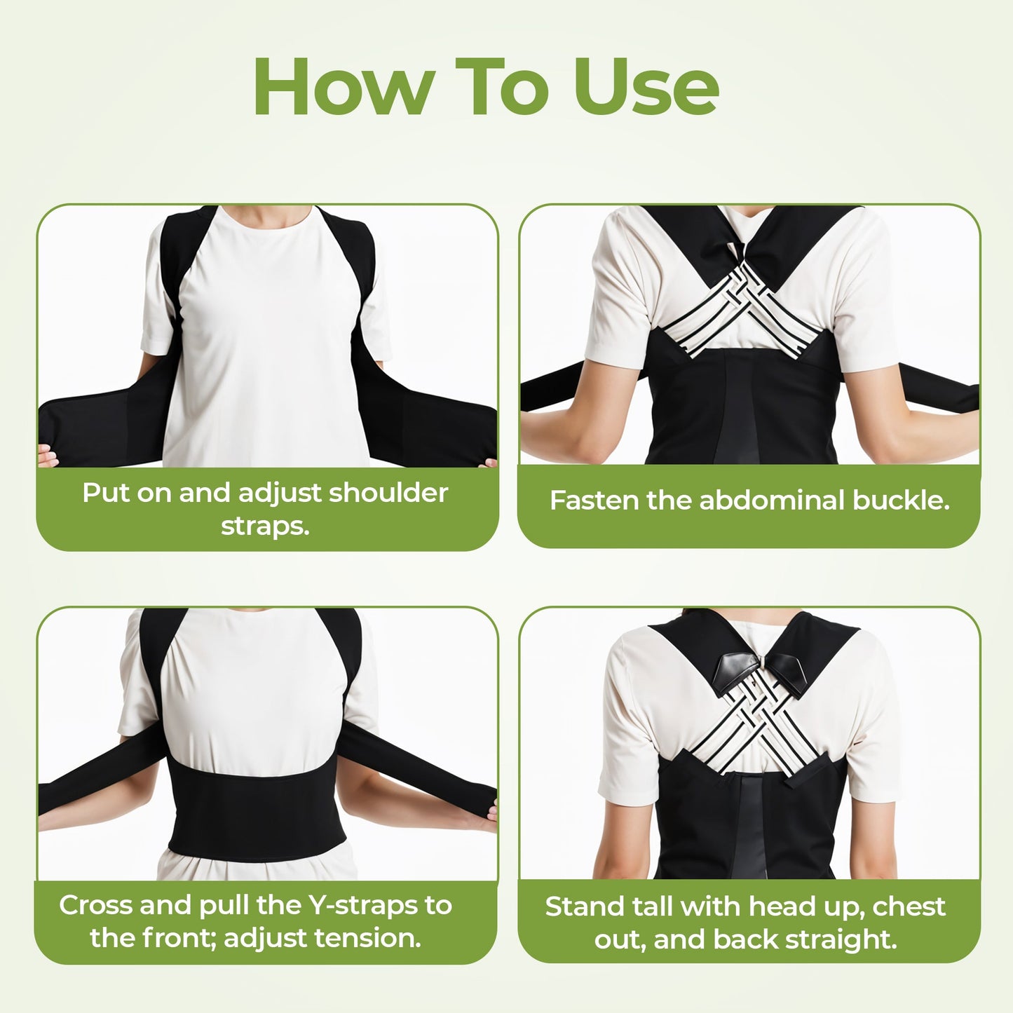 Adjustable posture corrector belt with free massage roller